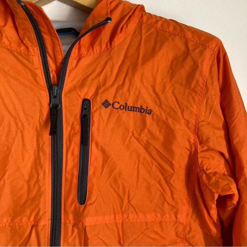 Columbia Kids Orange Hooded Windbreaker with Chest Zip